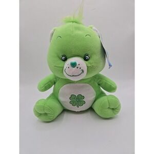 Vintage Care Bears GOOD LUCK BEAR 2003 10" Plush Doll Green 4 Leaf Clover NWT!!